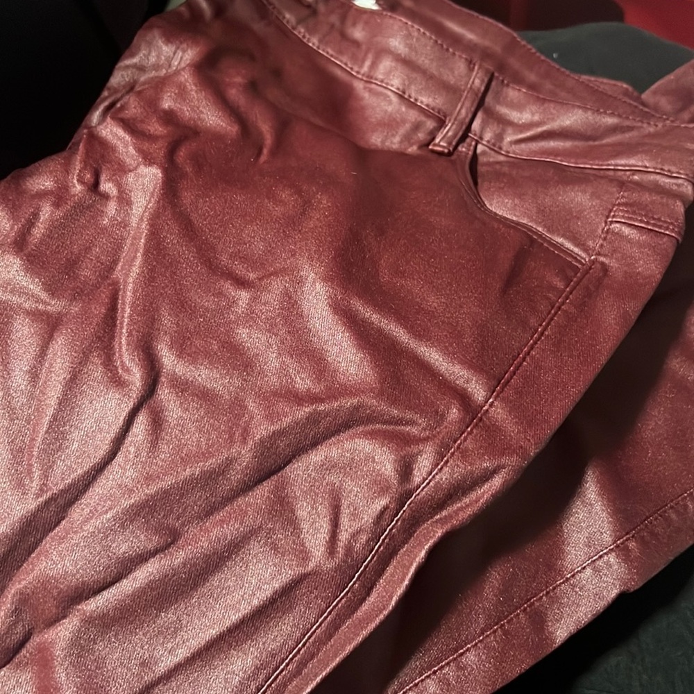 Faux leather burgundy pants